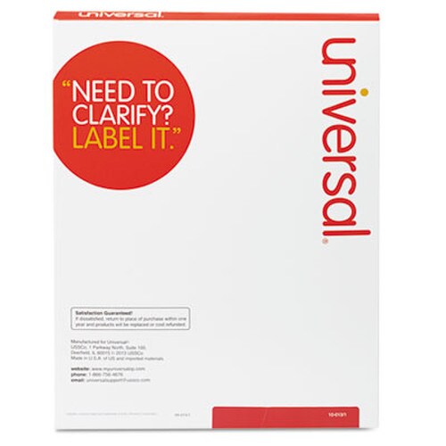 Universal® White Labels, Inkjet/Laser Printers, 1.33 x 4, White, 14/Sheet, 100 Sheets/Box Item: UNV80106