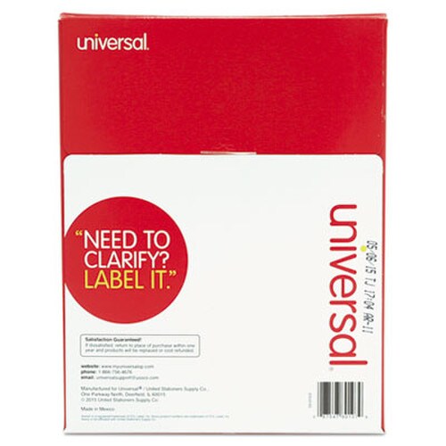 Universal® White Labels, Inkjet/Laser Printers, 2 x 4, White, 10/Sheet, 100 Sheets/Box Item: UNV80107