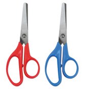 Universal® Kids' Scissors, Rounded Tip, 5" Long, 1.75" Cut Length, Straight Assorted Color Handles, 2/Pack Item: UNV92024