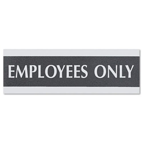 Headline® Sign Century Series Office Sign, EMPLOYEES ONLY, 9 x 3, Black/Silver Item: USS4760