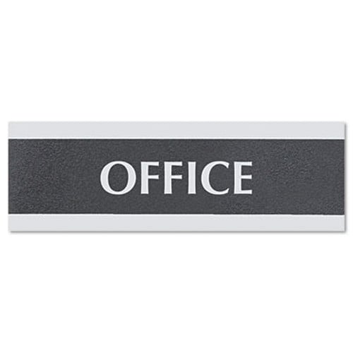 Headline® Sign Century Series Office Sign, OFFICE, 9 x 3, Black/Silver Item: USS4762
