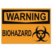 Headline® Sign OSHA Safety Signs, WARNING BIOHAZARD, Orange/Black, 10 x 14 Item: USS5498