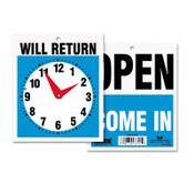 Headline® Sign Double-Sided Open/Will Return Sign with Clock Hands, Plastic, 7.5 x 9 Item: USS9382