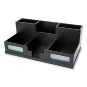 Victor® Midnight Black Desk Organizer with Smartphone Holder, 6 Compartments, Wood, 10.5 x 5.5 x 4 Item: VCT95255