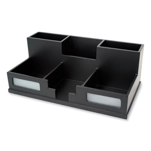 Victor® Midnight Black Desk Organizer with Smartphone Holder, 6 Compartments, Wood, 10.5 x 5.5 x 4 Item: VCT95255