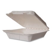 Vegware™ White Molded Fiber Clamshell Containers, Compostable, 9 x 9 x 3, White, Sugarcane, 200/Carton Item: VEGWHBRG9HW