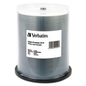 Verbatim® CD-R Printable Recordable Disc, 700 MB, 52x, Spindle, White, 100/Pack Item: VER95252