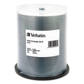 Verbatim® CD-R Printable Recordable Disc, 700 MB/80 min, 52x, Spindle, Silver, 100/Pack Item: VER95256