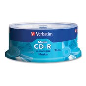 Verbatim® CD-R Music Recordable Disc, 700 MB/80 min, 40x, Spindle, Silver, 25/Pack Item: VER96155