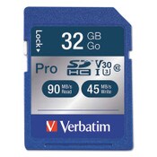 Verbatim® 32GB Pro 600X SDHC Memory Card, UHS-I V30 U3 Class 10 Item: VER98047
