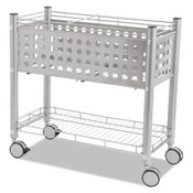 Vertiflex® File Cart with Open Top, Metal, 1 Shelf, 2 Bins, 28.25" x 13.75" x 27.38", Matte Gray Item: VRTVF52000