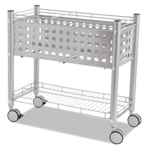 Vertiflex® File Cart with Open Top, Metal, 1 Shelf, 2 Bins, 28.25" x 13.75" x 27.38", Matte Gray Item: VRTVF52000