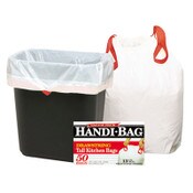 Handi-Bag® Drawstring Kitchen Bags, 13 gal, 24" x 27.38", White, 50/Box Item: WBIHAB6DK50
