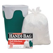 Handi-Bag® Super Value Pack Can Liners, 13 gal, 0.6 mil, 23.75" x 28", White, 100 Bags/Box, 6 Boxes/Carton Item: WBIHAB6FK100CT