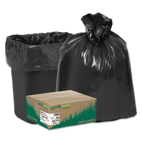 Earthsense® Commercial Linear Low Density Recycled Can Liners, 16 gal, 0.85 mil, 24" x 33", Black, 25 Bags/Roll, 20 Rolls/Carton Item: WBIRNW3310