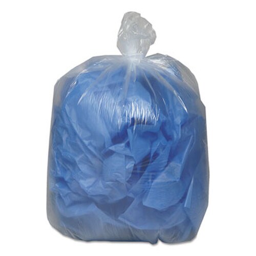 Earthsense® Commercial Linear Low Density Clear Recycled Can Liners, 45 gal, 1.5 mil, 40" x 46", Clear, 10 Bags/Roll, 10 Rolls/Carton Item: WBIRNW4615C