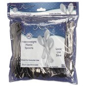 WNA Reflections Heavyweight Plastic Utensils, Spoon, Silver, 6.25", 40/Pack, 8 Packs/Carton Item: WNAREF320SP