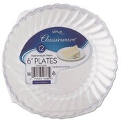 WNA Classicware Plastic Plates, 6" dia, Clear, 12/Pack, 15 Packs/Carton Item: WNARSCW61512