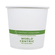 World Centric® Paper Bowls, 24 oz, 4.4" Diameter x 4.4"h, White, 500/Carton Item: WORBOPA24