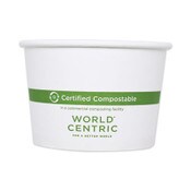 World Centric® Paper Bowls, 8 oz, 3.5" Diameter x 2.3"h, White, 1,000/Carton Item: WORBOPA8