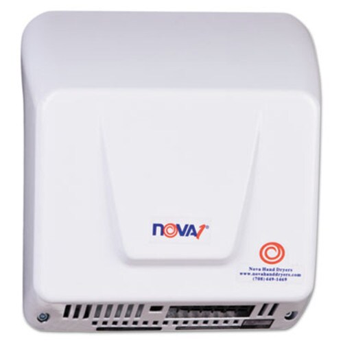 WORLD DRYER® NOVA Hand Dryer, 110-240 V, 9 x 9.75 x 4, Aluminum, White Item: WRL083000000